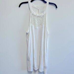 TORRID White Goddess Neck Tank with Lace Accent-Super Soft Knit